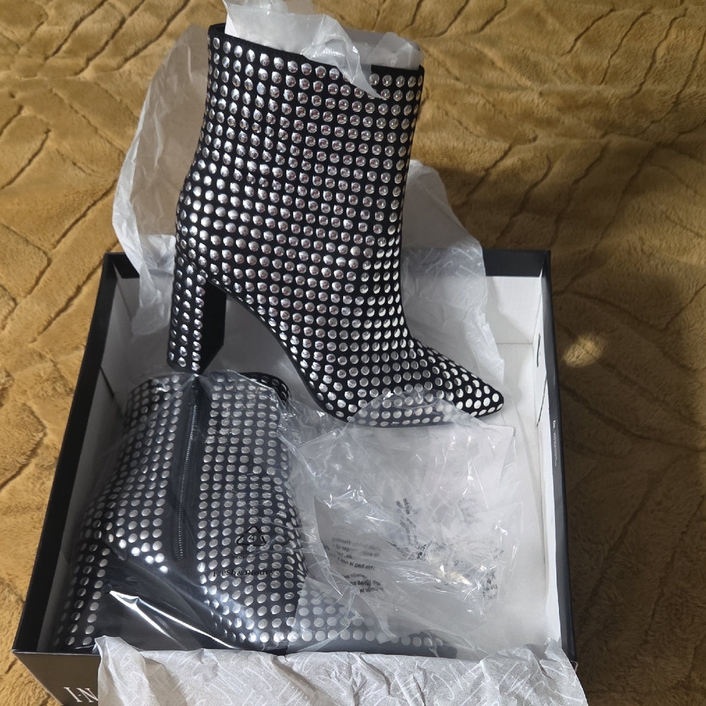 INC International Concepts Silver Studded Heeled Boots